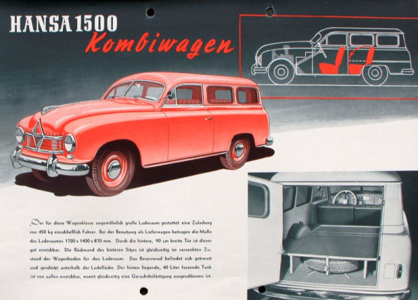Borgward Hansa 1500 Kastenwagen Modelprogram 1951 Carbrochure  (10044)